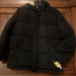 London Fog Men’s Medium Black Recycled Zip/Snap Jacket, new with tags